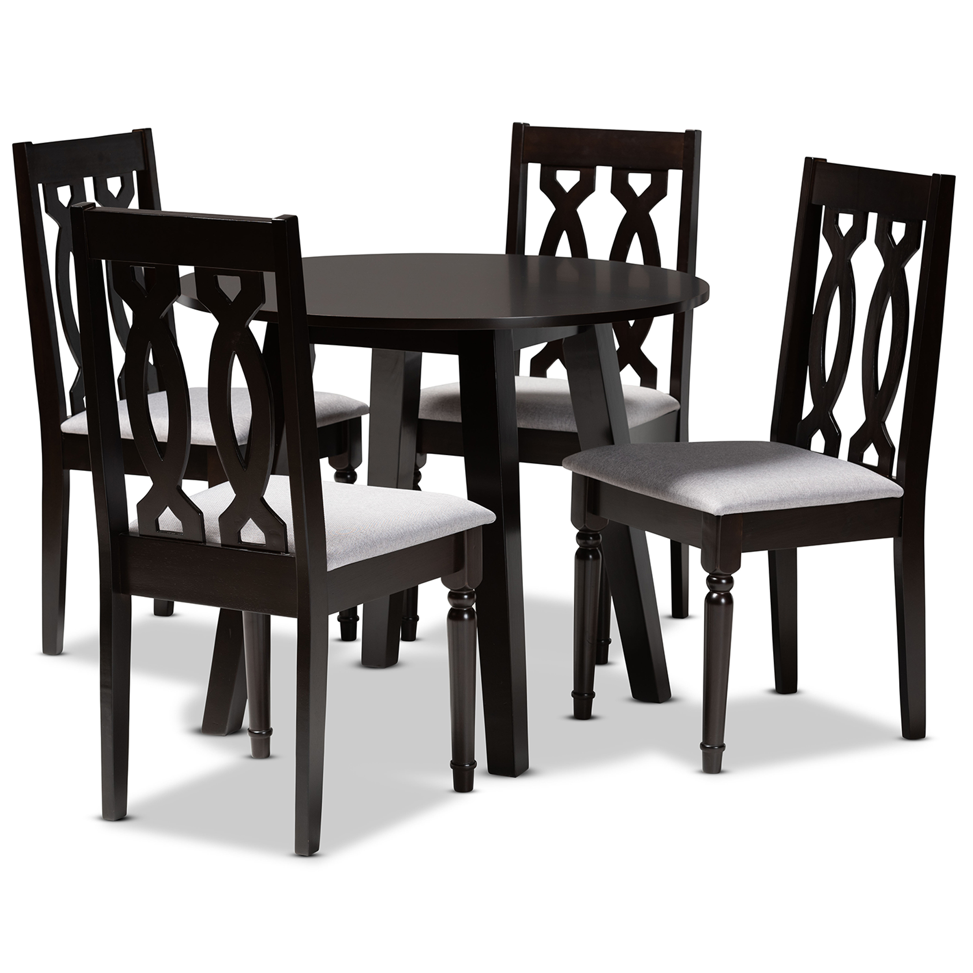 Baxton Studio Imogen Modern and Contemporary Grey Fabric Upholstered and Dark Brown Finished Wood 5-Piece Dining Set